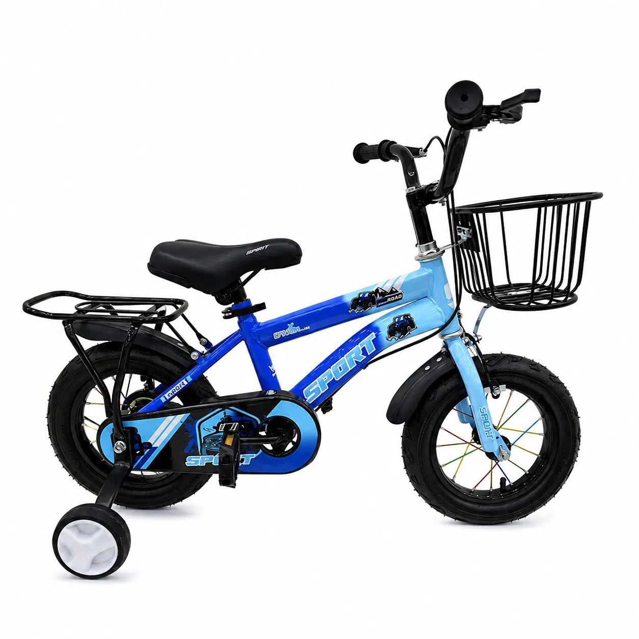 Vélo enfant 12 pouces bleu avec roues stabilisatrices