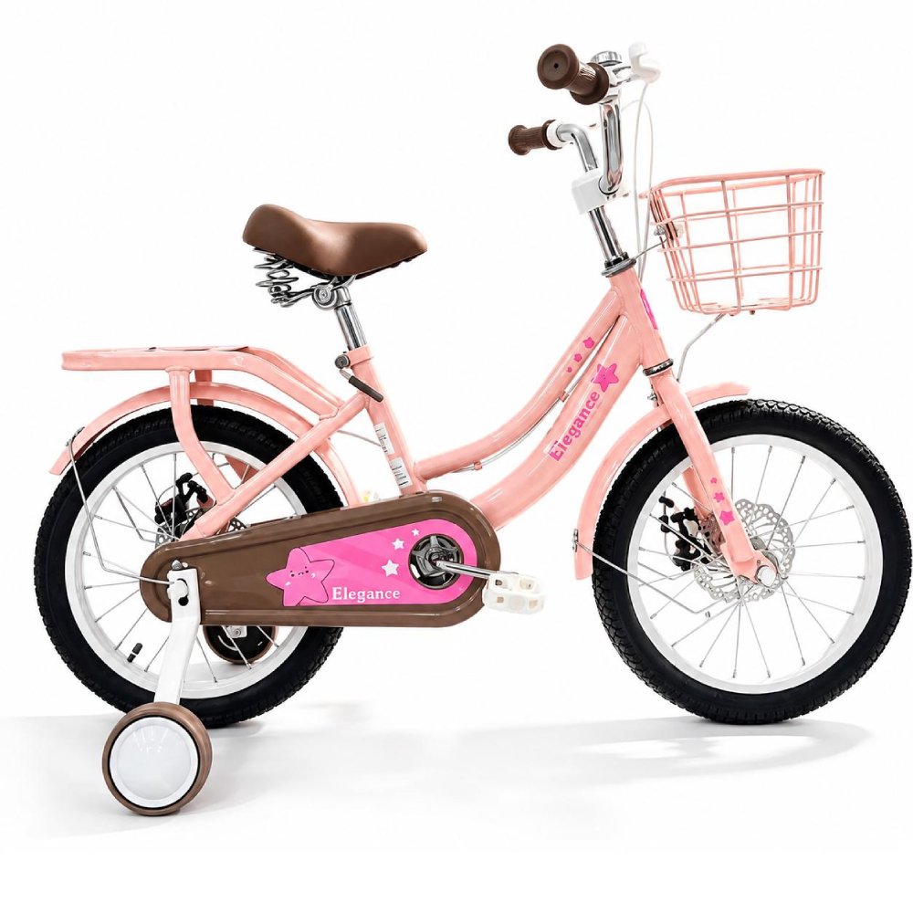Vélo Enfant Fille 16 Pouces Elegance – Avec Panier et Roulettes