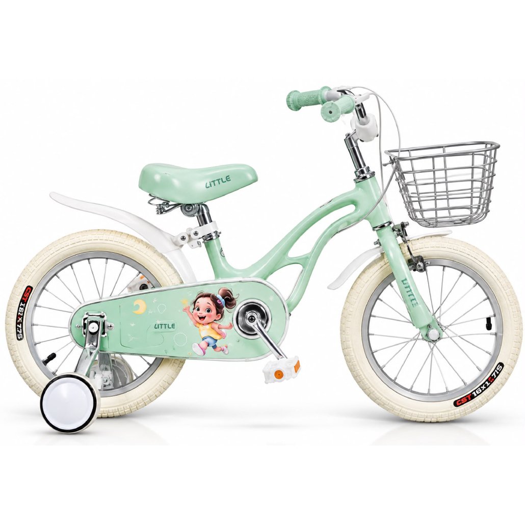 vélo enfant fille 16 pouces vert d'eau