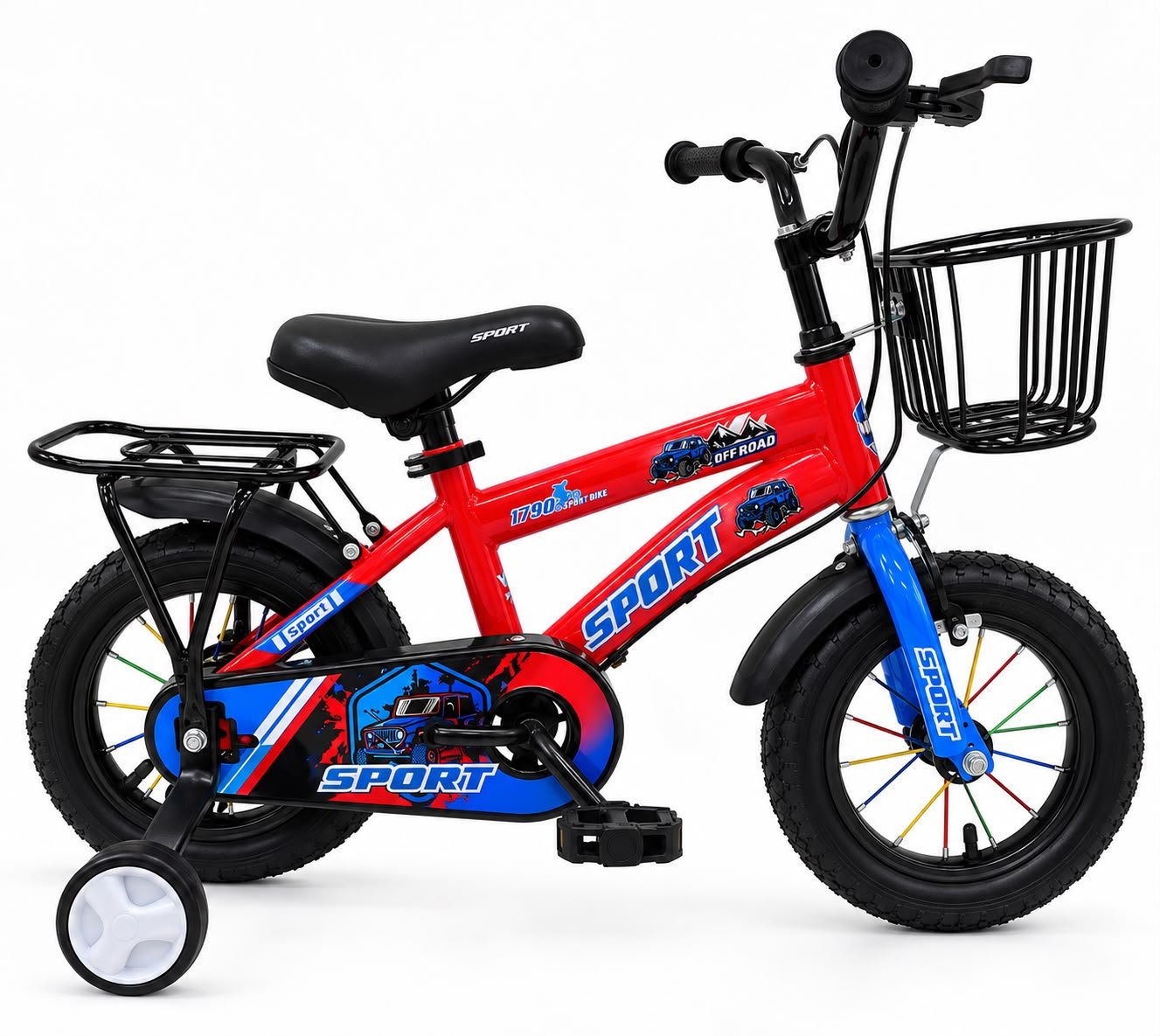 Vélo enfant 12 pouces rouge avec roues stabilisatrices